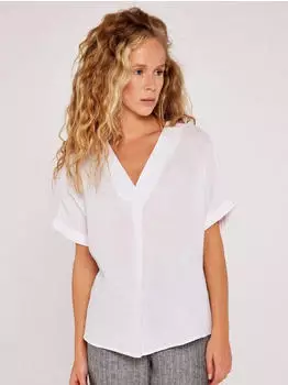 Apricot Klassische Bluse mit Pailletten weiß