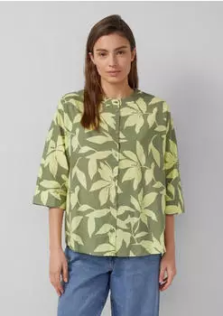 s.Oliver Strukturierte Bluse mit Halbarm im O-Shape 2176364 olive/gelb