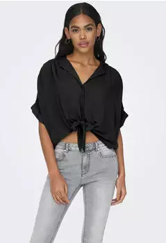 Only ONLPAULA LIFE S/S TIE SHIRT WVN NOOS (15281497) schwarz
