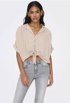 Only ONLPAULA LIFE S/S TIE SHIRT WVN NOOS (15281497) pumice stone stripes:cd stripes