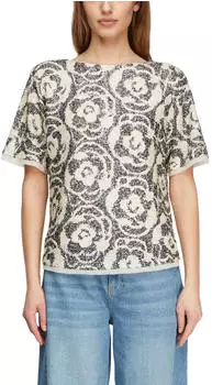 Comma Blusenshirt mit Pailletten creme/dunkelblau