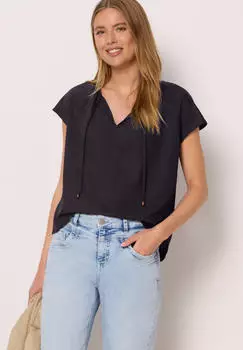 Street One Dropped Shoulder Blusenshirt mit B&auml;ndern Schwarz (F34666010001)