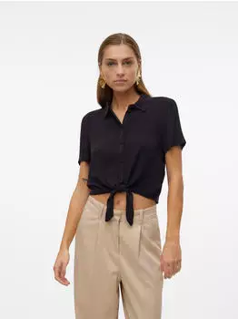 Vero Moda VMMENNY TIE SS Kurzarmbluse Relaxed Fit (11614821) schwarz