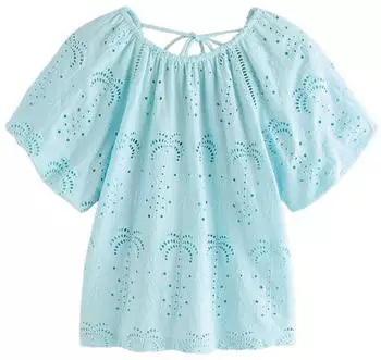 Next Fashion Lace-up Front Bluse Top hellblau