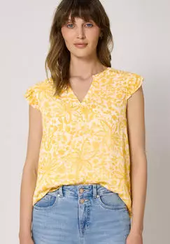Street One Blusentop aus Chiffon mit Split Neck Gelb (F34666637844)