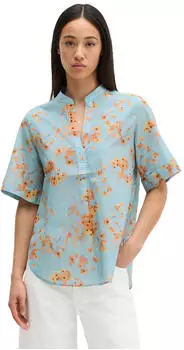 Marc O'Polo Relaxed Bluse aus bedrucktem Baumwoll-Voile (69416329) medium blau