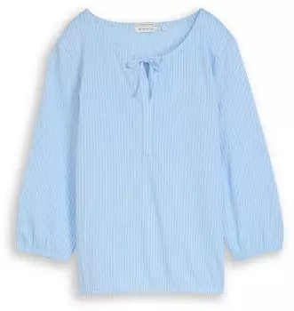 Tom Tailor Shirt-Bluse mit Streifen, Normale Passform (1050842) hellblau/wei&szlig;
