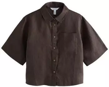 Next Fashion N. Premium Kurzarmhemd aus Leinen-Baumwollgemisch (G6156420) schoko