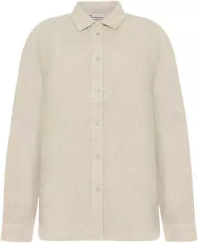 Knowledge Cotton Apparel Loose Linen Bluse (2090040) yarndyed-light-feather-gray