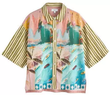 Next Fashion Bluse creme/aqua/oliv/altrosa