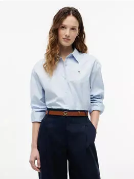Tommy Hilfiger Slim Pique 1985 BTN Down Langarm Bluse Slim Fit (THSc7wa003000004) breezy blau