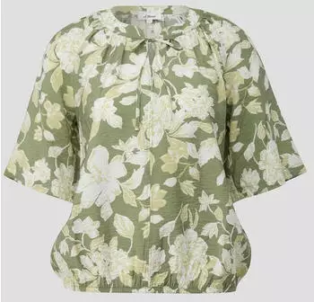s.Oliver Strukturierte Viskosemix-Bluse im O-Shape (2174664) olive/cream