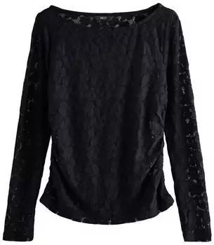 Next Fashion Langarmbluse mit U-Boot-Ausschnitt & Knopfleiste (F3865714) schwarz