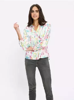 Heine Long Sleeve Blouse blau/limone/rosa/wei&szlig;