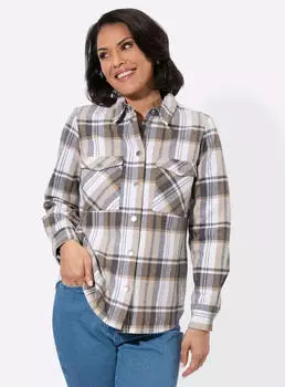 Witt Weiden Flanell-Bluse Langarm Kariert beige-anthrazit-kariert