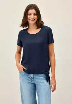 Cecil Shirtbluse mit Knotendetail und Elastiksaum (52033119) urban navy blau