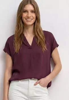 Street One Blusenshirt mit Hemdkragen und Elastiksaum Rot (A34676517820)