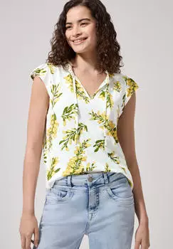 Street One Dropped Shoulder Shirt mit Split Neck Wei&szlig; (F32549130108)