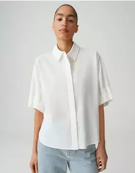 Opus Cotton Poplin Hemdbluse Loose Fit milk