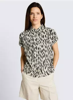 Tom Tailor Hemdbluse mit Knopfleiste, Loose Fit (27298921) sand stone beige abstract dot
