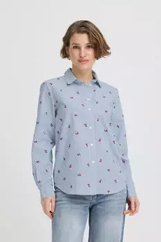 B.Young Byiberlin Emb Shirt Bluse hellblau/dunkelgrün/merlot