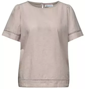 Street One Blusenshirt mit Rundhals und Tape-Details Beige (A34663817727)