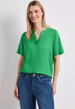 Street One Kurzarm Bluse mit Turn-Up Gr&uuml;n (A34645717740)
