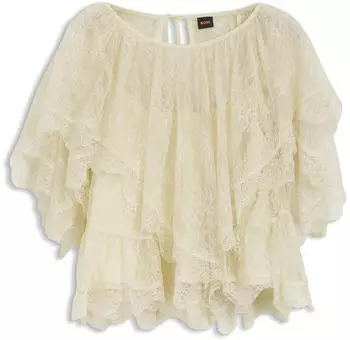 Hugo Boss Mini-Cape-Bluse mit Spitzenbesätzen Style C_Bennedy 50564694 Hellgelb