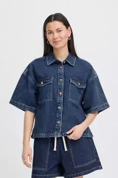 ICHI IHKAMINA Denim Blouse dunkelblau