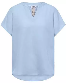 Cecil Kurzarmbluse mit Leinenanteil fresh water blue