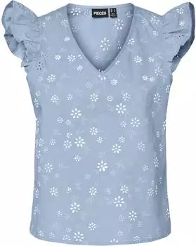Pieces BANNA Regular Fit Blusentop (17163388) rauchblau