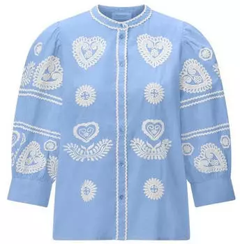 Rich & Royal Classic Bluse Regular Fit mit Stickereien (2604-713) skyway blau