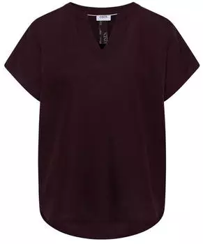 Cecil Kurzarmbluse mit Leinenanteil (68241860) rich burgundy