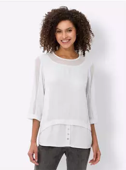 Heine Klassische Bluse mit Waschungseffekt (58425542) wei&szlig;