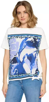 Betty Barclay Kurzarmbluse mit Schleifenknoten (39326757) patch cream/blau/wei&szlig;