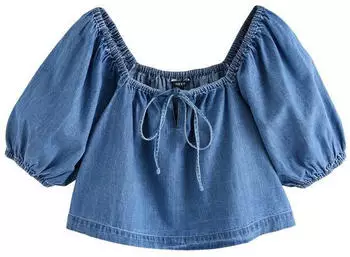 Next Fashion Blusenshirt mit Waschungseffekt, lockere Passform (Y1259815) blue denim