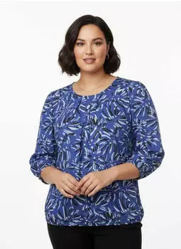 Witt Weiden Klassische Bedruckte Bluse 3/4-Arm royalblau-graphit-bedruckt