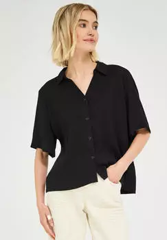 Street One Hemdbluse Crinkle-Struktur Schwarz (F34666210001)