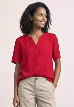 Street One Kurzarm Bluse mit Split Neck und Kn&ouml;pfen Rot (A34664217504)