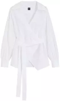 Hugo Boss Regular-Fit Bluse mit Wickelfront - Style Bekania1 50565408 Weiß