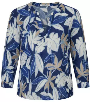 Peter Hahn Bluse Rundhals-Ausschnitt blau (126919)