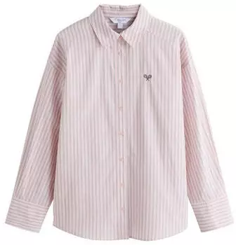 Next Fashion Chemisier Oversized Langarmbluse grau/rosé/weiß