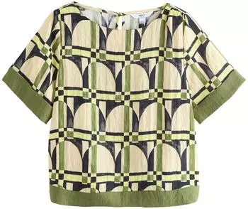 Next Fashion Bluse (H6734426) green/yellow geometric