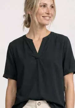 Street One Basic Bluse Unifarbe mit Split Neck (A346633) deep bound gr&uuml;n