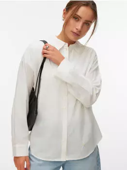 Vero Moda VMODONA LS SHIRT WVN NOOS Langarmbluse Regular Fit (10324629) snow white/gelb