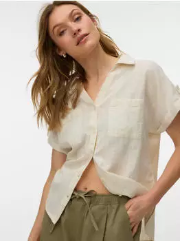 Vero Moda VMTHILDE Bluse (10345608) silver lining/snow white
