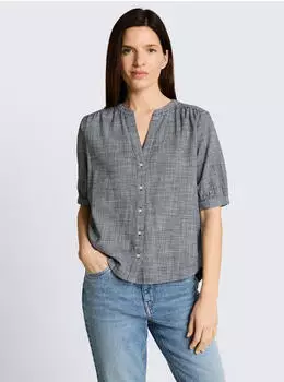 Tom Tailor 1049798 Klassische Bluse Regular Fit midnight navy blue/grau