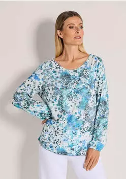Madeleine Damenbluse (60518903800380) hellblau / gemustert