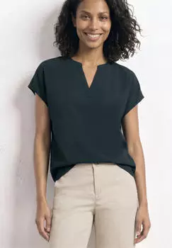 Street One Blusenshirt Unifarbe mit Split Neck Gr&uuml;n (A34646515930)