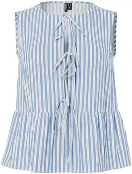 Pieces PCJolly Bindebluse, regular fit hellblau/weiß